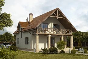 Дом с мансардой и балконом