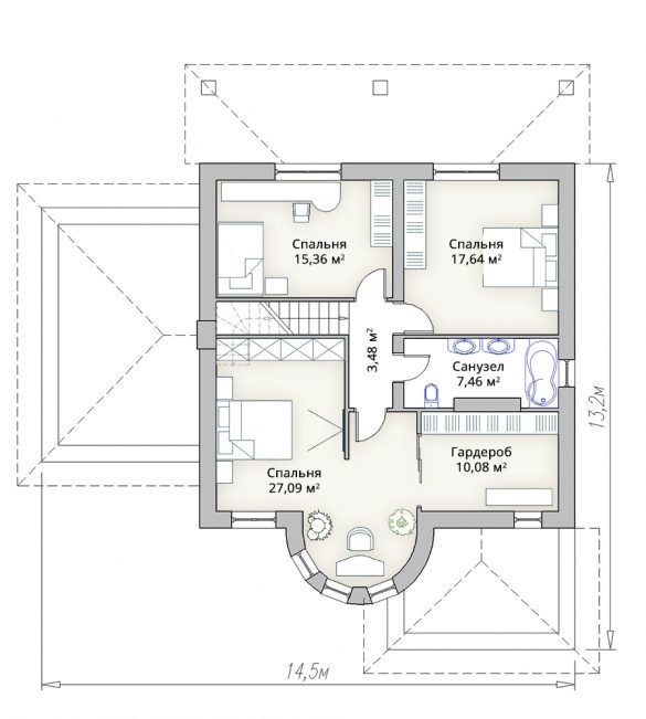 План второго этажа дома в английском стиле Кирпич