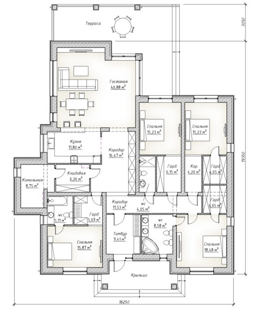 план дома в классическом стиле