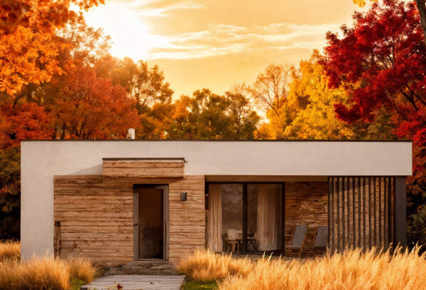 Баня спа комплекс с плоской крышей