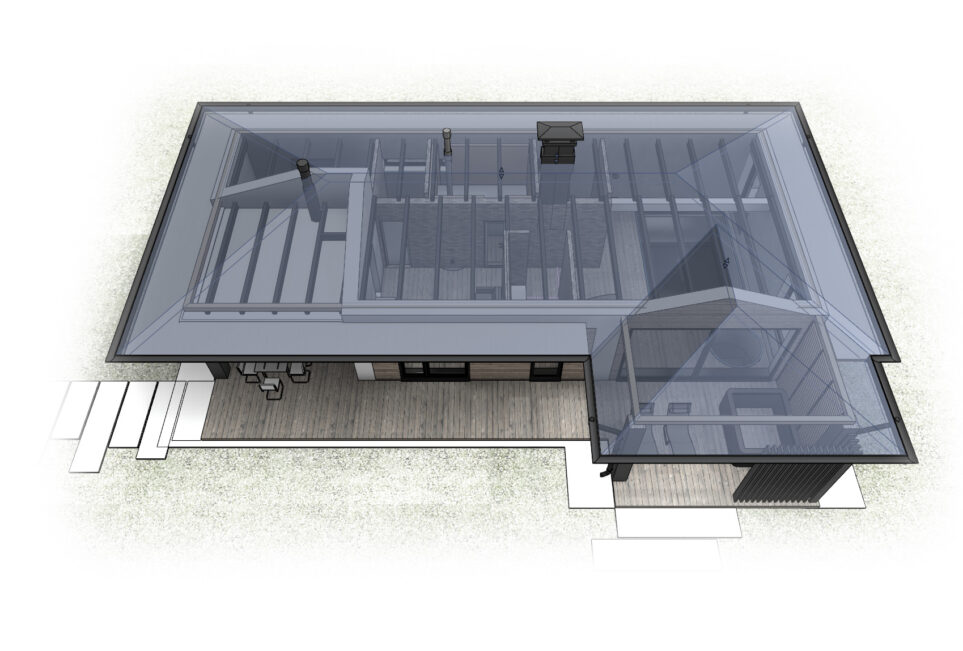 модель бани с террасой Revit