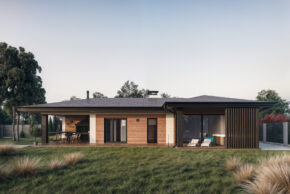 Проект современной деревянной бани площадью 99 квадратных метров с просторной террасой