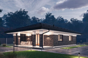 Комфортабельная спальня с современной мебелью в одноэтажном гостевом доме