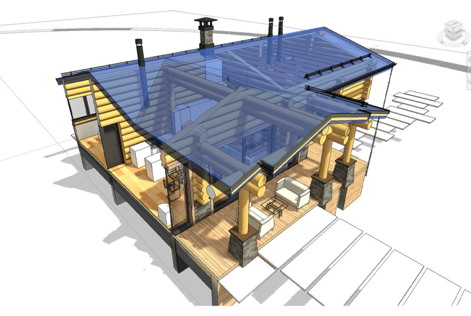 3д модель дома из бревна